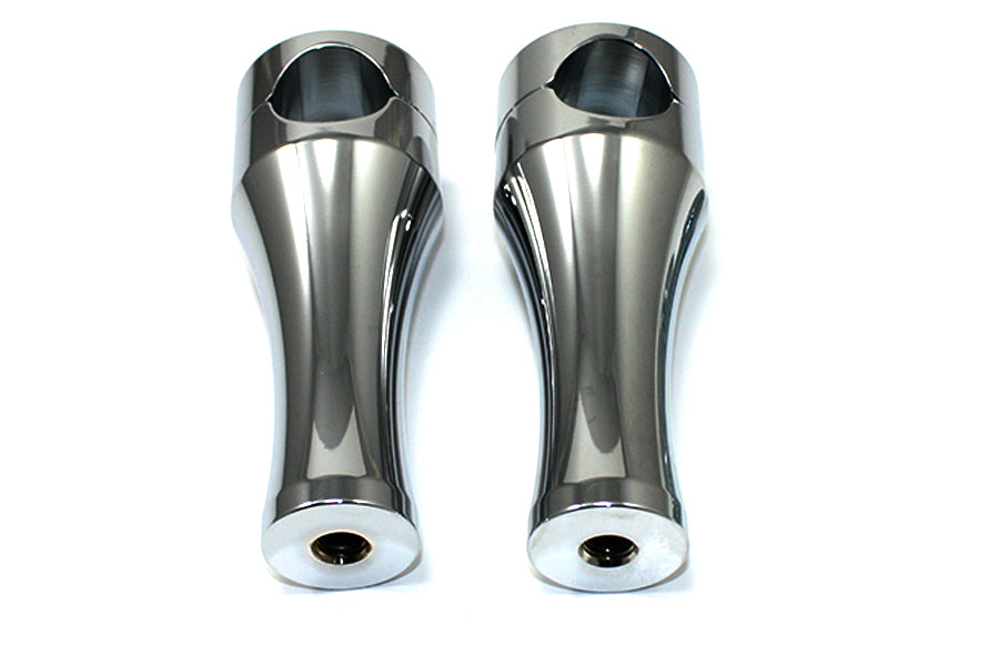 HARLEY 5 inch Solid Billet Chrome Riser Set fits 0- Custom, application for 1-1/4 handlebars"