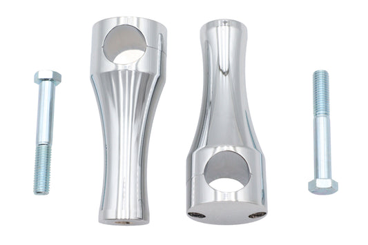 HARLEY 5 inch Solid Billet Chrome Riser Set Fits 0- Custom, application for 1-1/4 handlebars"