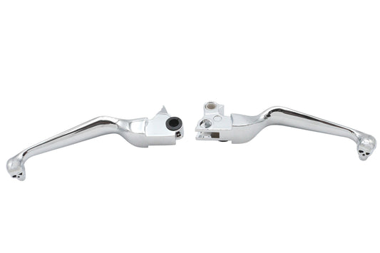 HARLEY Chrome Contour Hand Lever Set with Skull Ends Fits 1996-2007 FLST, 1996-2007 FXST, 1996-2