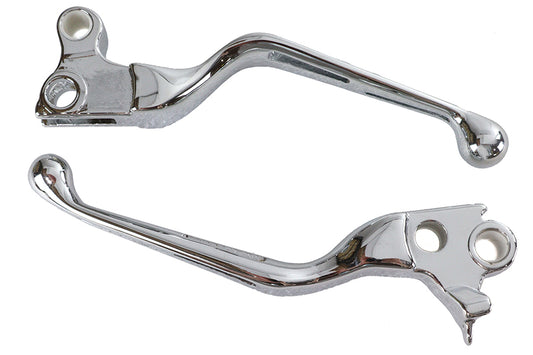 HARLEY Chrome Slotted Hand Lever Set Fits 1996-2007 FXST, 1996-2007 FLST, 1996-2007 FXD, 1996-