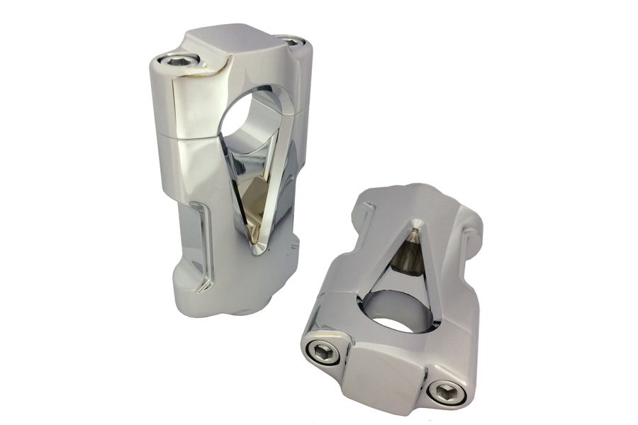 HARLEY V-Fire Chrome Flat Handlebar Riser Set with Contrast Cut fits 0- Custom, application