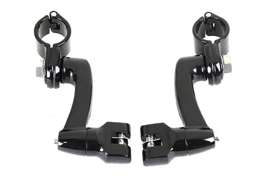 HARLEY Highway Bar Footpeg Mount Set Black Fits 0- Custom, application for 1-1/4 bars"