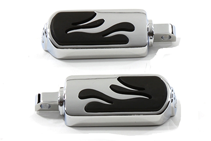 HARLEY Chrome Flame Style Footpeg Set fits 0- All, models with female mounting block