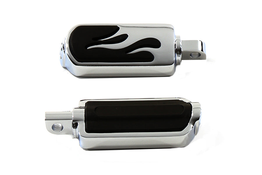 HARLEY Chrome Flame Style Footpeg Set fits 0- All, models with female mounting block