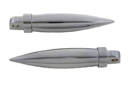 HARLEY Chrom-Fußrasten-Set, langes Torpedo-Design, passt für 0- Alle, alle Modelle mit weiblichem Montageblock