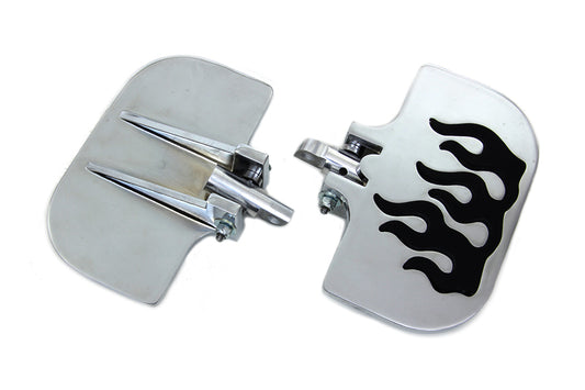 HARLEY Passenger Mini Footboard Set with Flame Design Fits 0- Custom, application with female mount