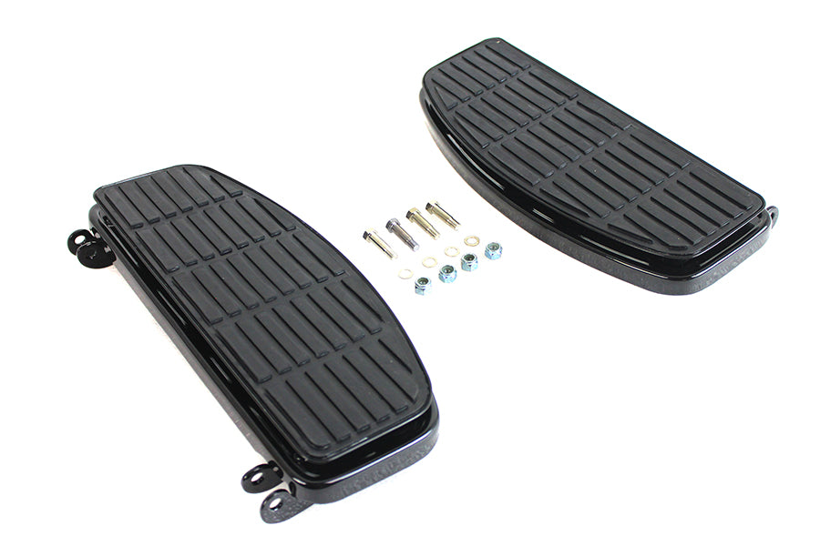 HARLEY Driver Black 'D' Shape Footboard Set fits 1940-1984 FL, 1940-1946 U, 1940-1952 W, 1941-1972 G,