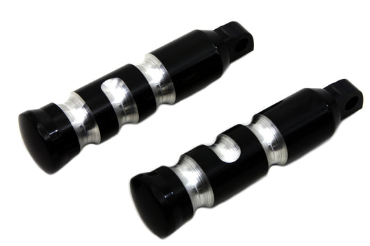 HARLEY Black Contour Grooved Fußrasten-Set Passt auf 0- Alle Modelle mit weiblicher Aufnahme