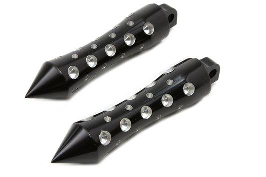 HARLEY schwarzes Agostinni Spike Style Fußrasten Set passend für 0- Alle Modelle mit weiblicher Aufnahme