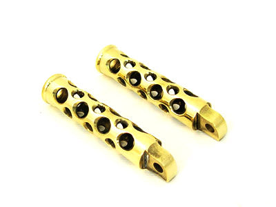 HARLEY Swiss Cheese Style Footpeg Set Brass fits 0- All, models with female mounting block