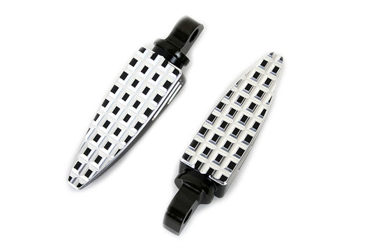 HARLEY Black Adjustable Footpeg Set with Silver Highlights Fits 0- Custom, application on pre-2018