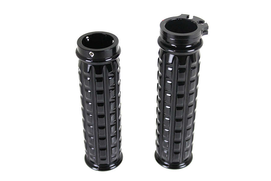 HARLEY Black Grained Style Handlebar Grip Set fits 1996-UP FXST, 1996-UP FLST, 1996-2017 FXD, 1996-UP XL, 1996-2007 FLT,