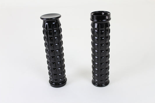 HARLEY Black Grained Style Handlebar Grip Set fits 2008-UP FLT, 2016-UP FLST, 2016-UP FXST,