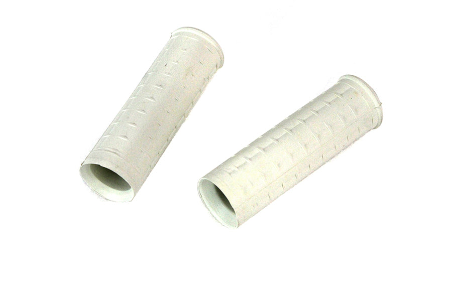HARLEY Replica White Waffle Style Grip Set with Chrome Plugs fits 1974-1984 FL, 1974-1984 FX, 1974-UP XL, 1984-2015 FXST, 1986-2015 FLST, 1