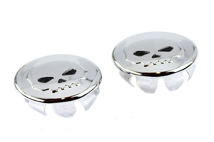 HARLEY Skull Handlebar End Plug Set Chrome fits 1953-1985 FL, 1953-1985 FL, 1970-UP XL, 1980-1999 FX, 1980-1999 FX,