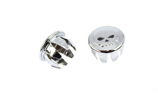HARLEY Skull Handlebar End Plug Set Chrome fits 1953-1985 FL, 1953-1985 FL, 1970-UP XL, 1980-1999 FX, 1980-1999 FX,