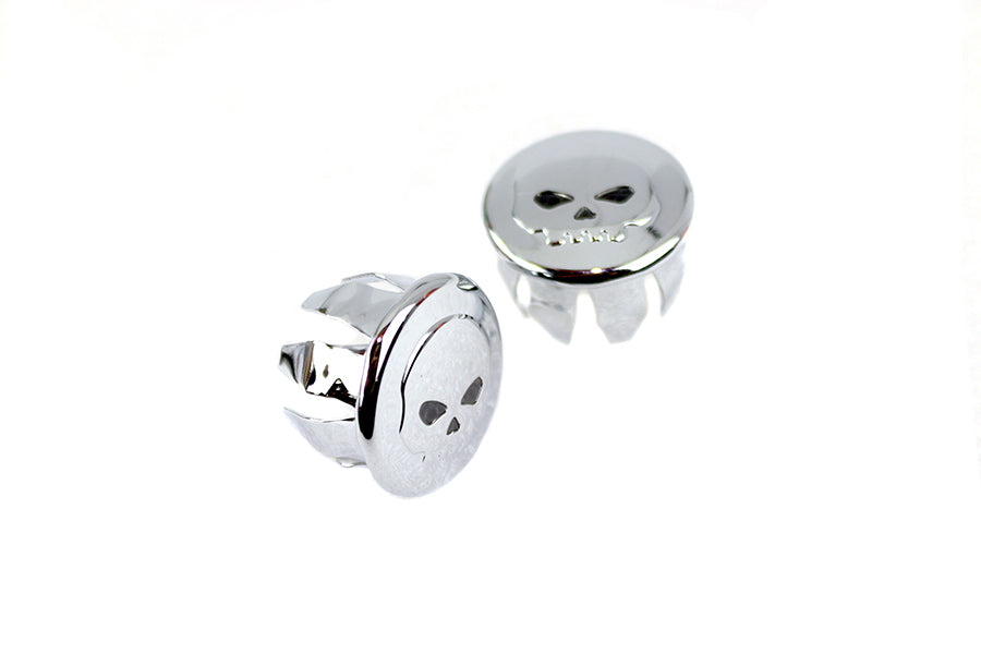 HARLEY Skull Handlebar End Plug Set Chrome fits 1953-1985 FL, 1953-1985 FL, 1970-UP XL, 1980-1999 FX, 1980-1999 FX,