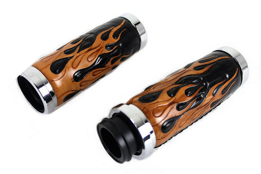 HARLEY Amber Flame Style Gasgriff-Set mit Chromenden, passend für FLT ab 2008, FXBB ab 2016
