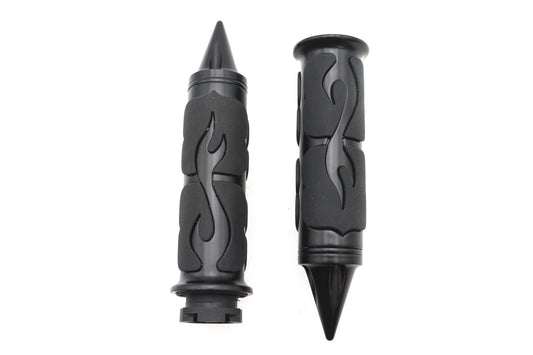 HARLEY Ultima Spiked Flame Grip Set Black Fits 0- Custom, Application