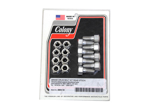 HARLEY Rear Brake Drum Bolt and Nut Kit Fits 1952-1956 K, 1957-1965 XL,