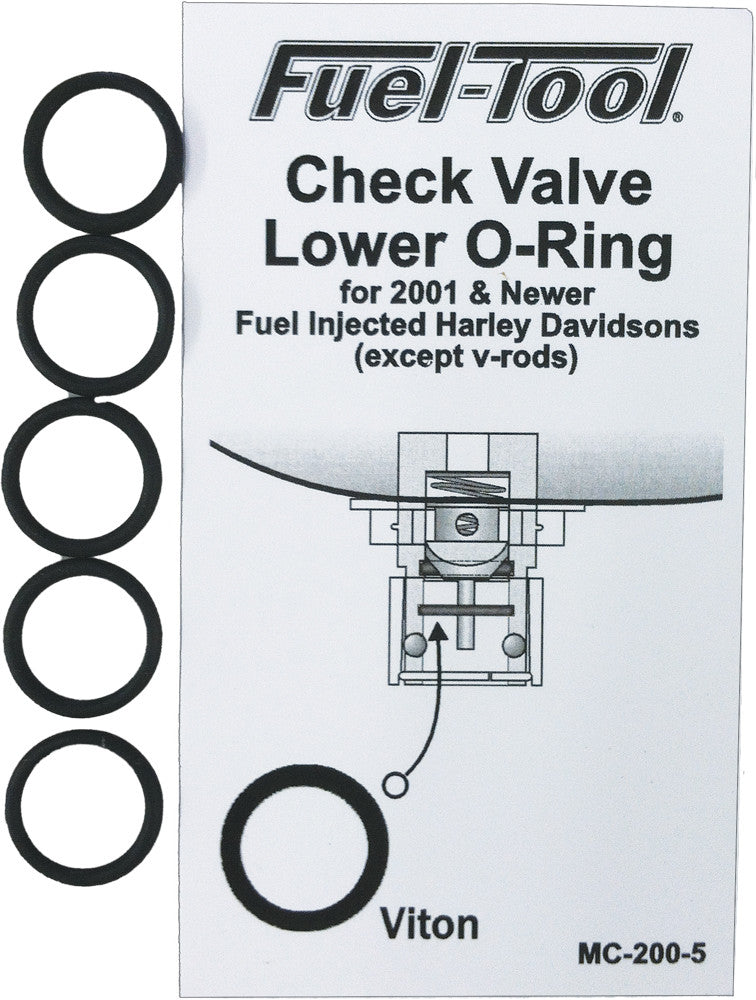 HARLEY FUEL TOOL CHECK VALVE LOWER O-RINGS 5/PK MC200-5
