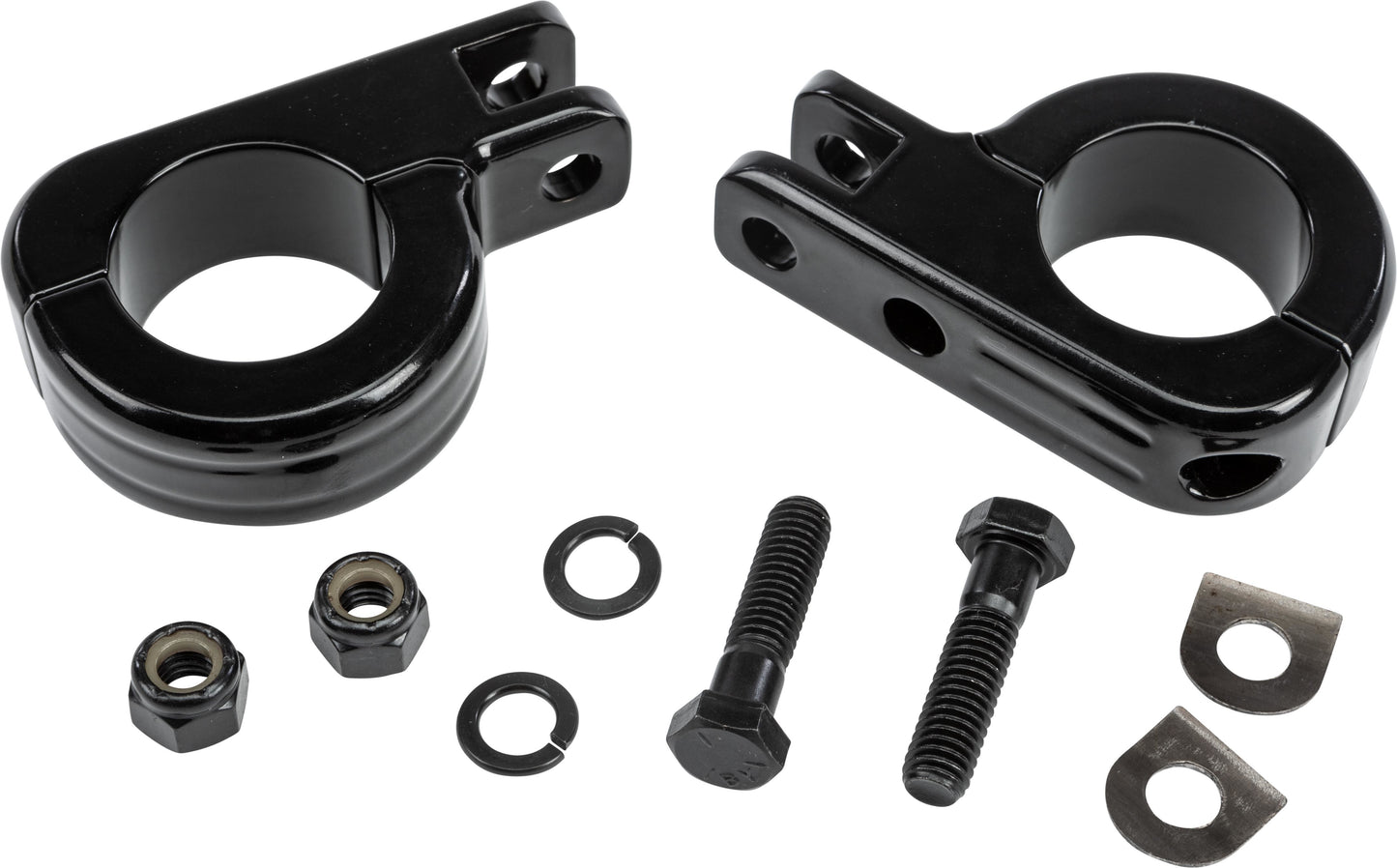 HARLEY HARDDRIVE FOOTPEG MOUNT CLAMPS 1.5" BAR BLACK P77-6005GB