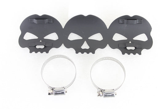 HARLEY Black Skull Heat Shield Fits 0- Custom, application for 2-1/4 pipes"
