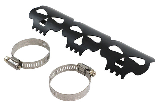 HARLEY Black Skull Heat Shield Fits 0- Custom, application for 1-3/4 pipes"