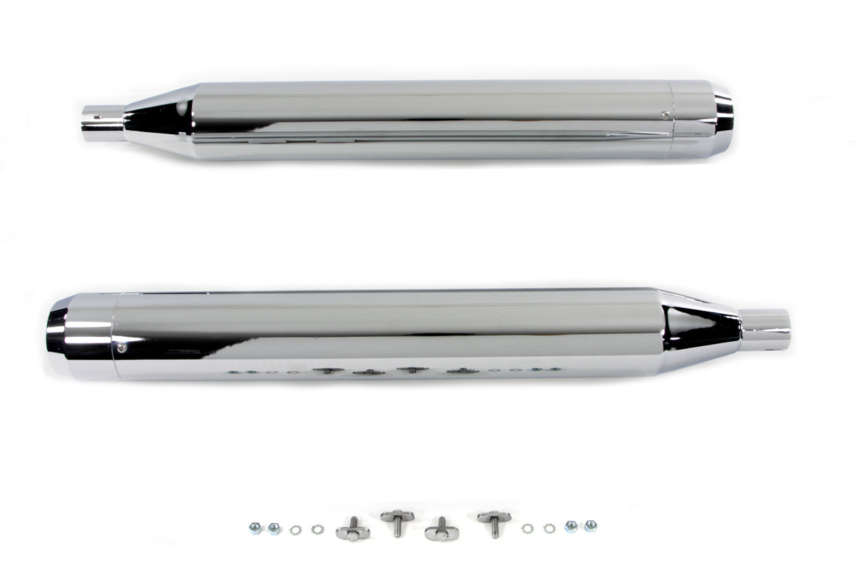 HARLEY 4 inch Muffler Set with Chrome Long Type Tapered End Tips fits 1995-2016 FLT,
