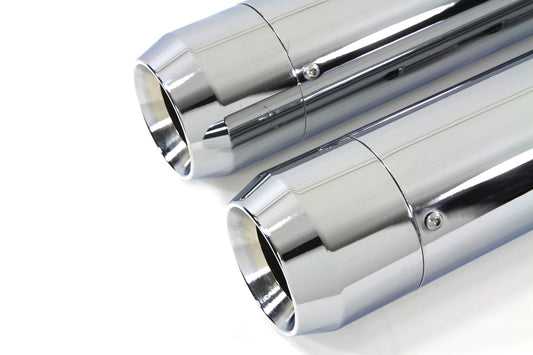 HARLEY 4 inch Muffler Set with Chrome Long Type Tapered End Tips fits 1995-2016 FLT,
