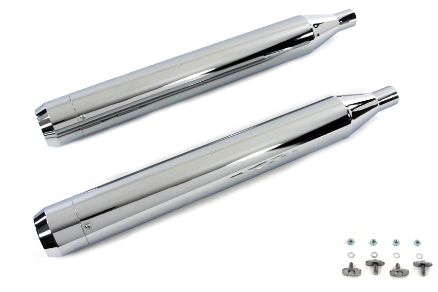HARLEY 4 inch Muffler Set with Chrome Long Type Tapered End Tips fits 1995-2016 FLT,