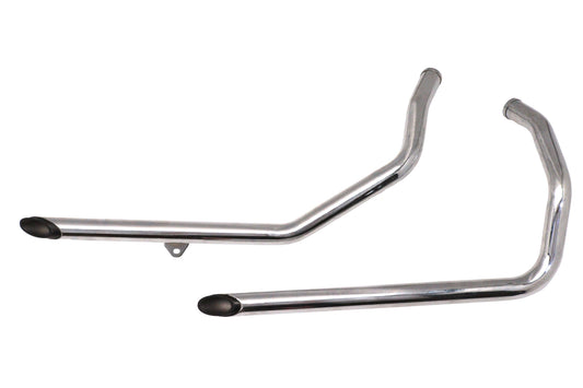 HARLEY Auspuff Drag Pipe Set Chrom mit schwarzen Slash-Enden Passt 1983-2003 XL,