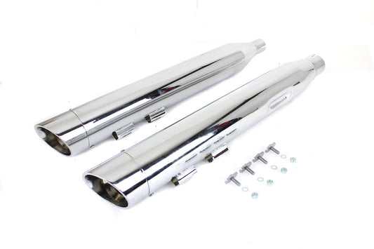 HARLEY Wyatt Gatling Schalldämpfer-Set Chrom mit Chrom Slash Down Endstück, passend für 2017-UP FLT,