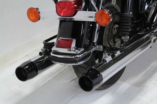 HARLEY Chrom Auspuff-Set mit schwarzen, mittelmäßig zulaufenden Endkappen passend für 1995-2016 FLT,