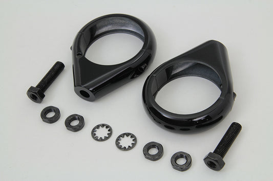 HARLEY Black Turn Signal Clamp Kit 49mm Forks Fits 0- Custom, application for 49mm forks