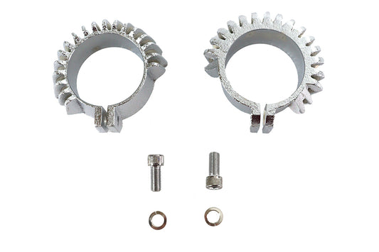 HARLEY Nachbau Chrom-Auspuffschellen-Set mit Rippen für 1948-1952 FL, 1948-1952 EL,