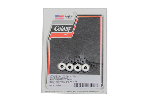 HARLEY Rocker Arm Cover Oil Line Fitting Nuts and Seals Kit Fits 1966-1984 FL, 1971-1984 FX, 195