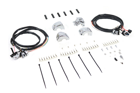 HARLEY Handlebar Control Switch Housing Kit Chrome fits 1996-2003 XL, 2006-2011 FXD, 2006-2011 FXST, 2006-2011 FLST,