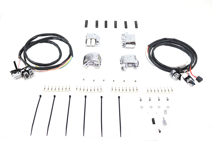 HARLEY Handlebar Control Switch Housing Kit Chrome fits 1996-2003 XL, 2006-2011 FXD, 2006-2011 FXST, 2006-2011 FLST,