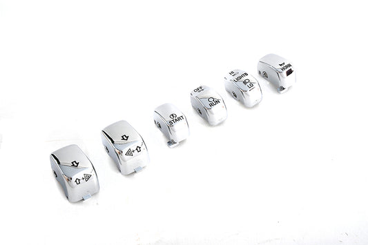 HARLEY Handlebar Switch Cap Set Chrome fits 2002-2017 VRSC, 1996-2013 XL, 1996-2013 XR, 1996-2013 FLHR, 1996-2011 FXD, 1998-2001 FLHRC,