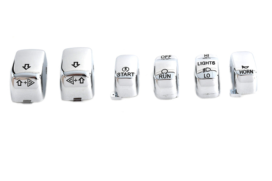 HARLEY Handlebar Switch Cap Set Chrome fits 2002-2017 VRSC, 1996-2013 XL, 1996-2013 XR, 1996-2013 FLHR, 1996-2011 FXD, 1998-2001 FLHRC,