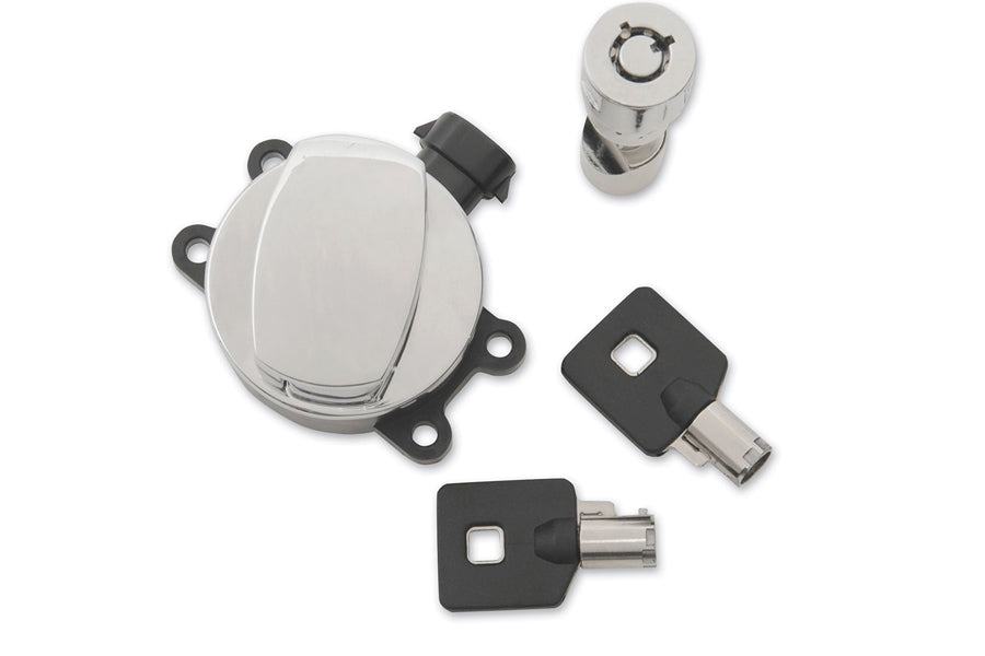 HARLEY Side Hinge Ignition Switch Chrome with Fork Lock fits 2011-2017 FLS, 2011-2017 FLST,