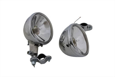 HARLEY Replika Chrom-Zusatzscheinwerfer-Set 6 Volt, passend für 1938-1940 EL, 1941-1957 FL,