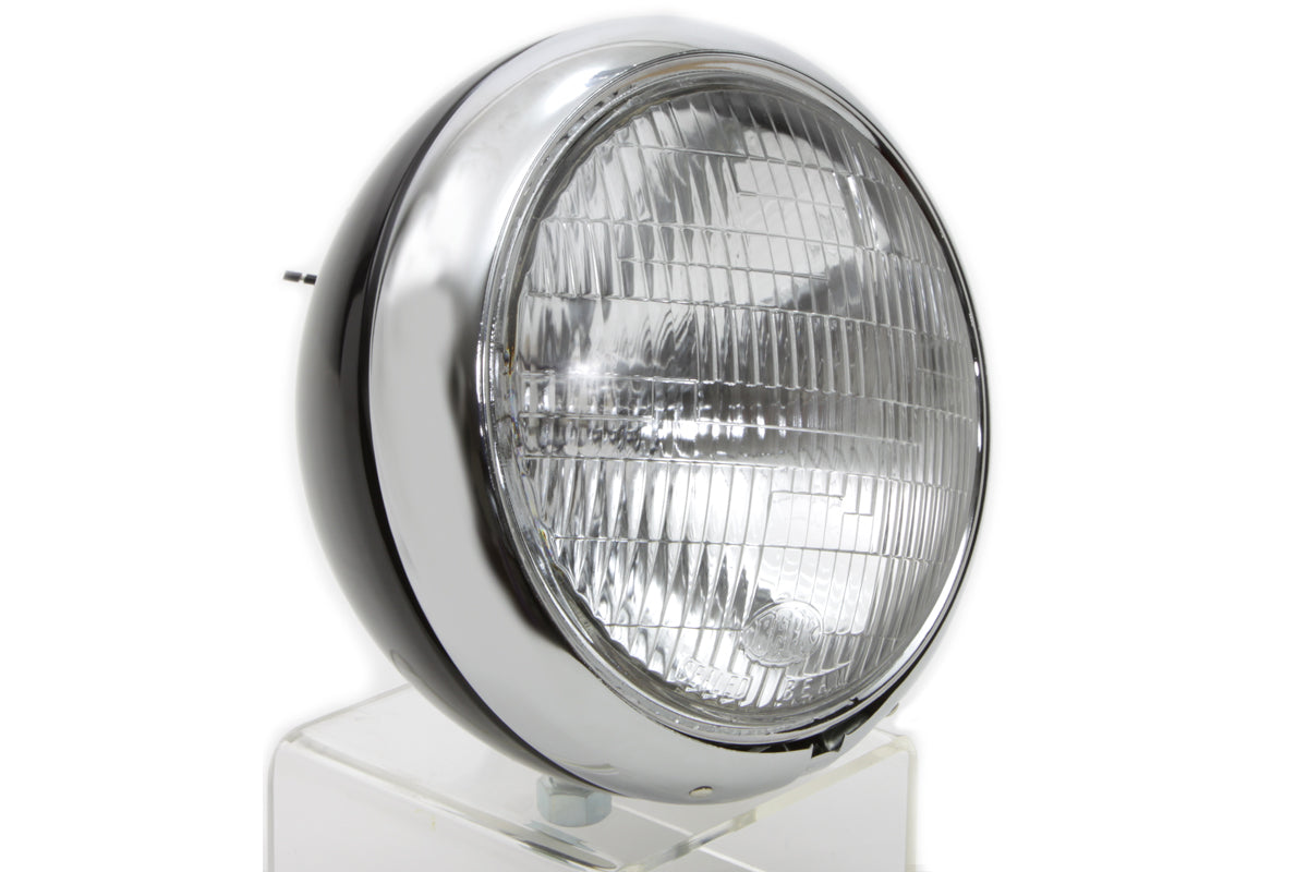 HARLEY Black 7 inch K Headlamp with Chrome Rim fits 1957-1958 XL, 1954-1956 K,