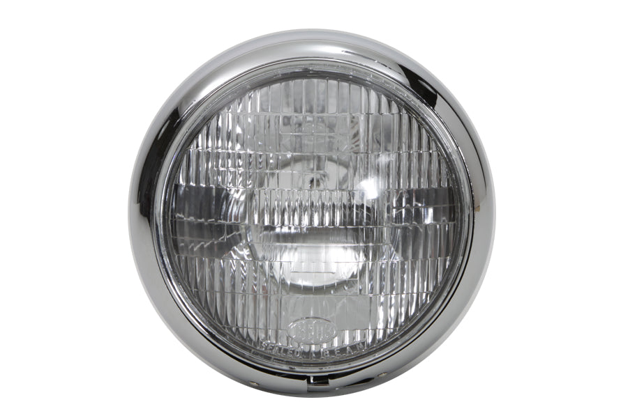 HARLEY Black 7 inch K Headlamp with Chrome Rim fits 1957-1958 XL, 1954-1956 K,