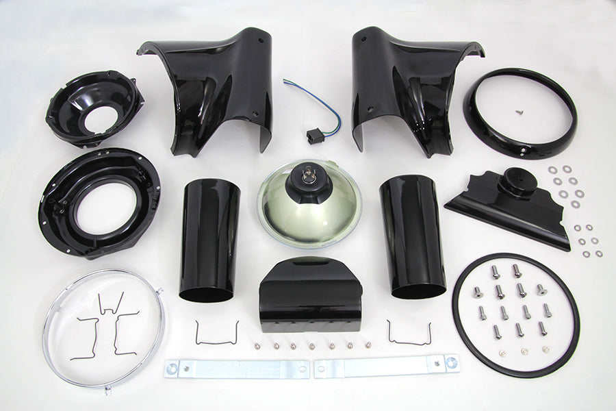 HARLEY Black 7 inch Headlamp Cowl Kit fits 1986-2017 FLST, 1986-2017 FLSTF,