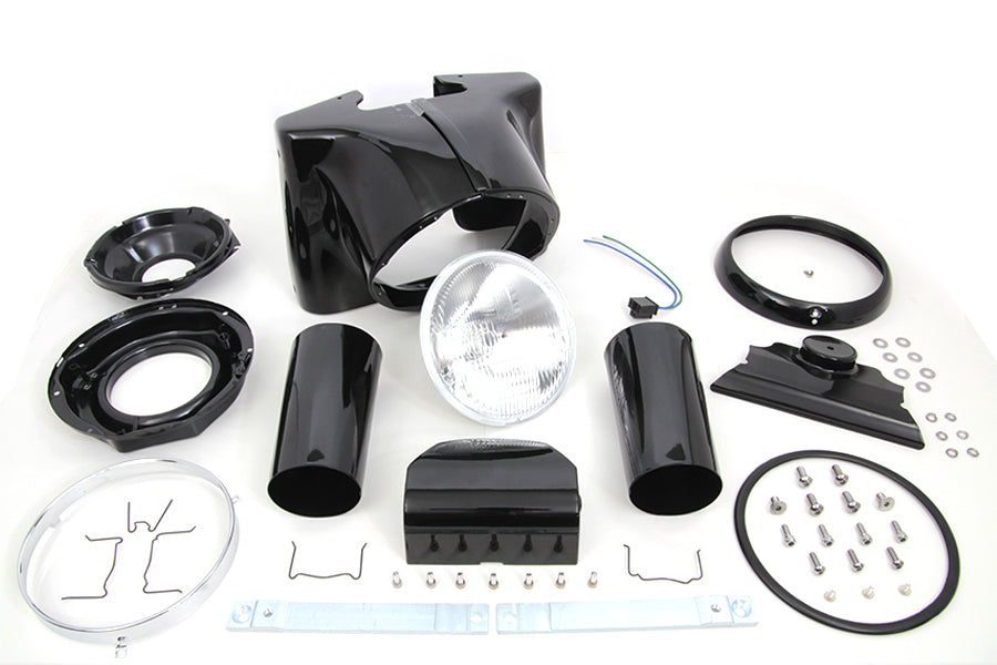 HARLEY Black 7 inch Headlamp Cowl Kit fits 1986-2017 FLST, 1986-2017 FLSTF,