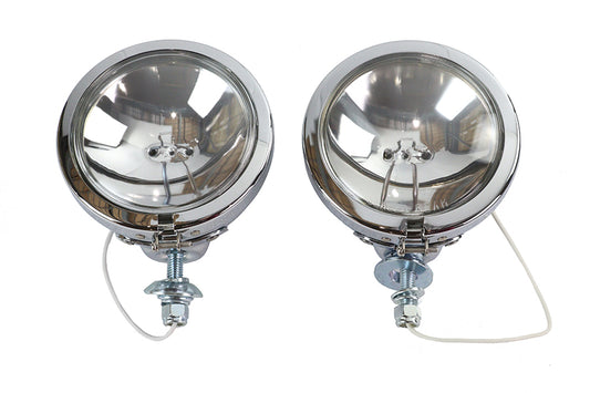 HARLEY Replika Chrom Hilfs-Scheinwerfer Set 12 Volt Passt 1964-1984 FL, 1979-UP FLT, 1986-UP FLST,