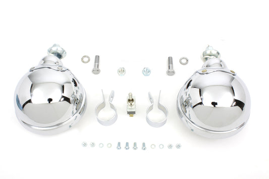 HARLEY 12 Volt 4 1/2 Zoll Chrom Spotlampen-Kit Passend für 0- Kundenspezifisch, Anwendung für 1-1/4 Zoll Lenker"