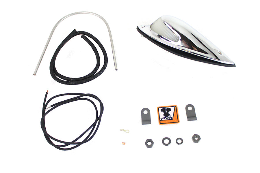 HARLEY Replica Fender Lamp with Glass Lens 12 Volt fits 1936-1940 EL, 1941-1948 FL, 1937-1948 UL, 1934-1939 VL,